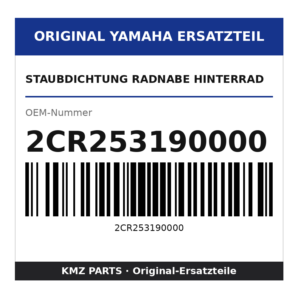 Yamaha Staubdichtung Radnabe Hinterrad 2CR253190000