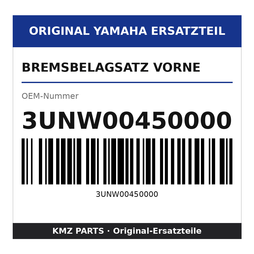 Yamaha Bremsbelagsatz vorne 3UNW00450000
