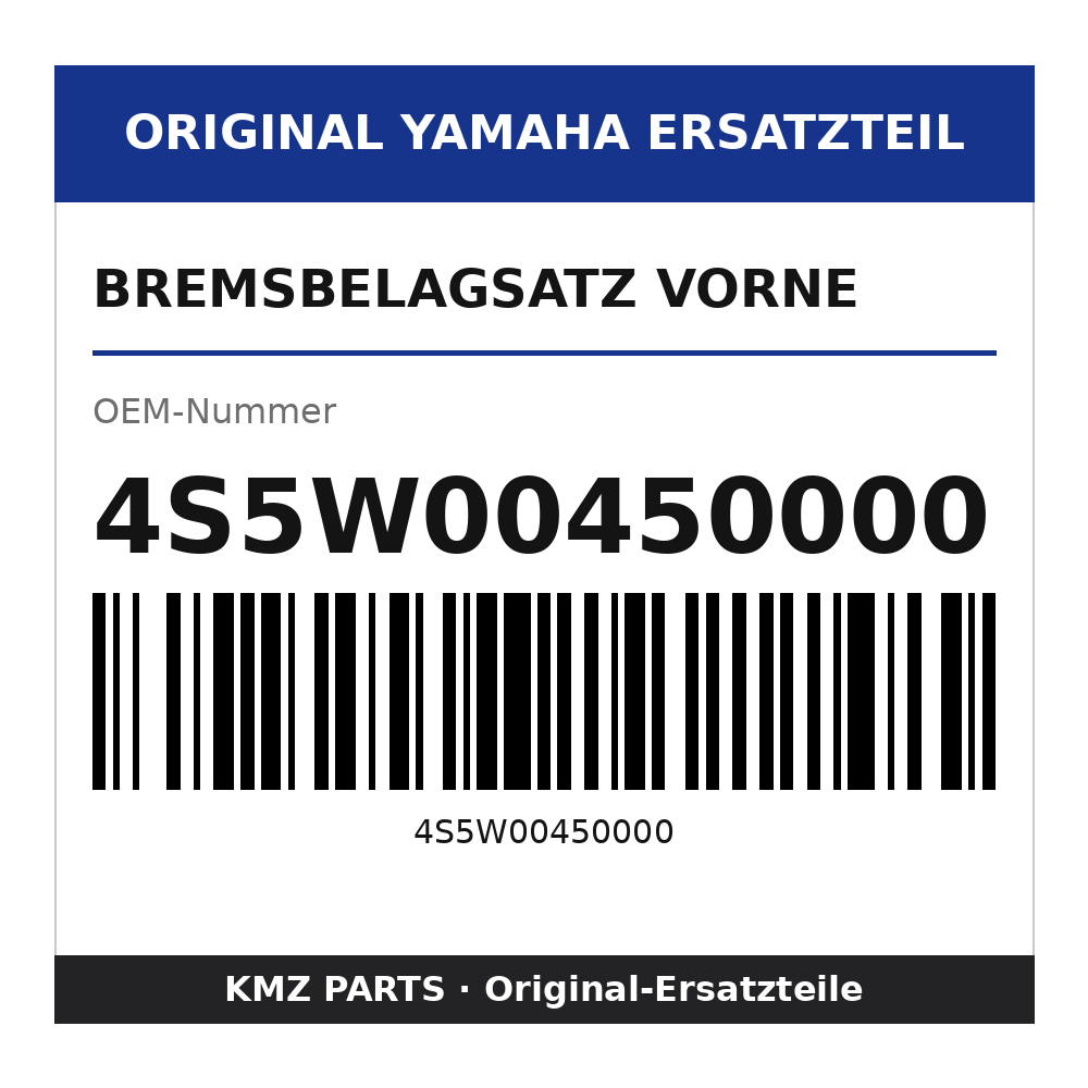 Yamaha Bremsbelagsatz vorne 4S5W00450000