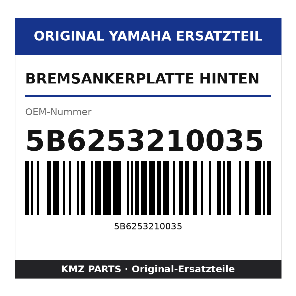 Yamaha Bremsankerplatte hinten 5B6253210035