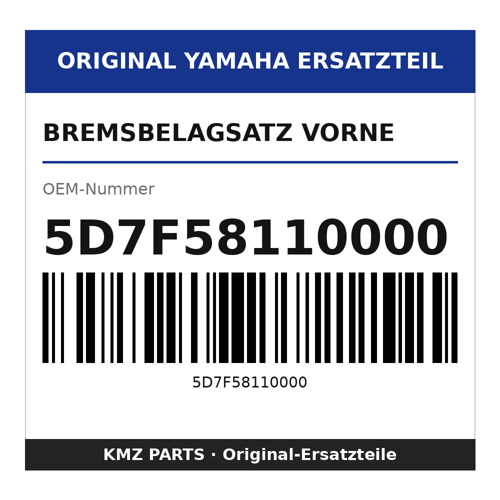 Yamaha Bremsbelagsatz vorne 5D7F58110000