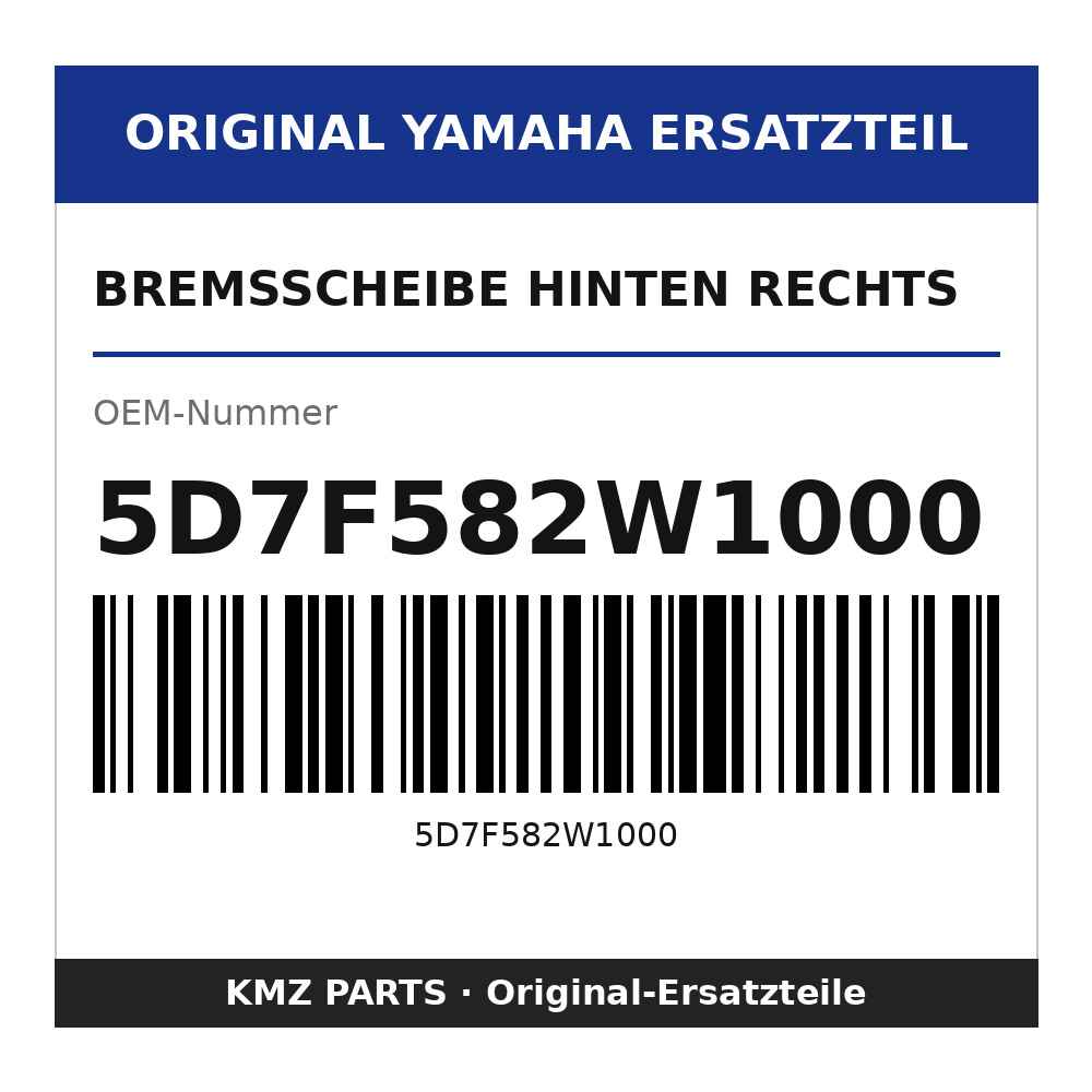 Yamaha Bremsscheibe hinten rechts 5D7F582W1000