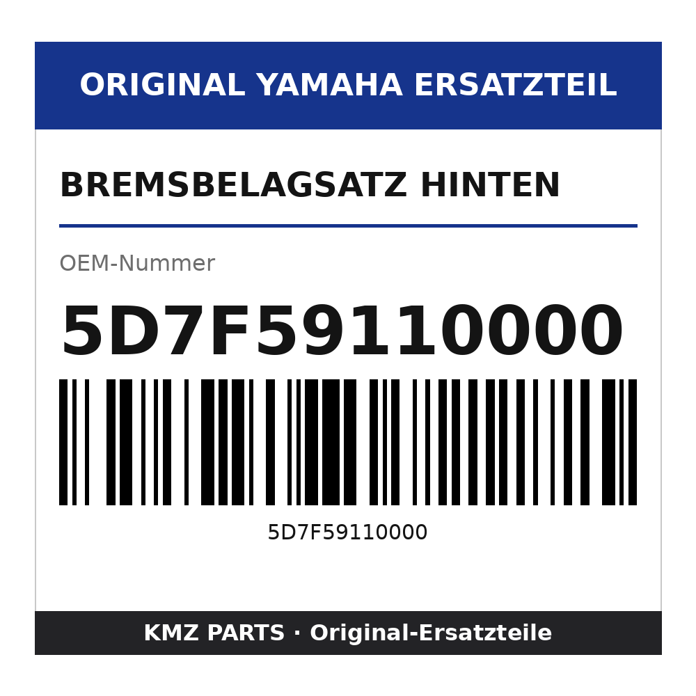 Yamaha Bremsbelagsatz hinten 5D7F59110000