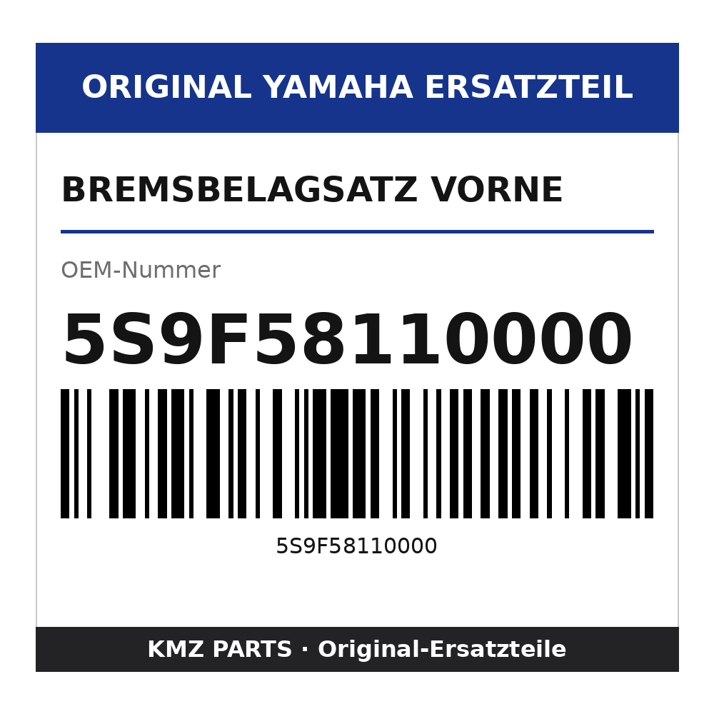 Yamaha Bremsbelagsatz vorne 5S9F58110000