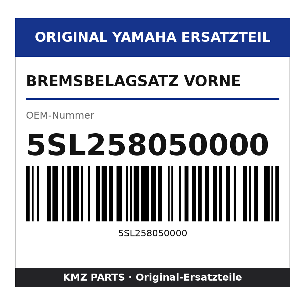 Yamaha Bremsbelagsatz vorne 5SL258050000