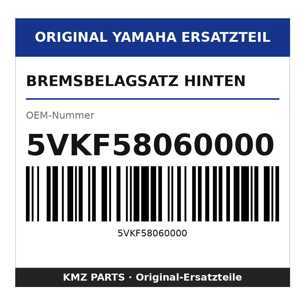 Yamaha Bremsbelagsatz hinten 5VKF58060000