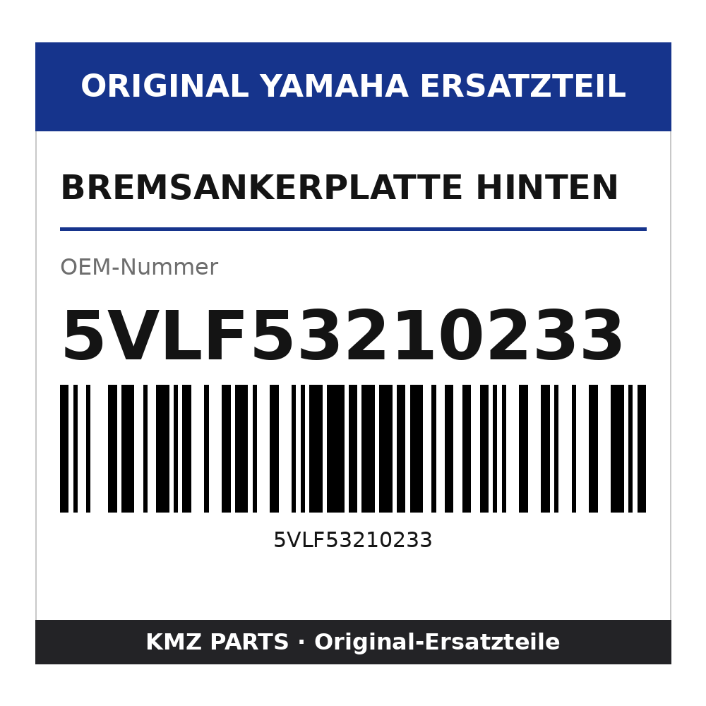 Yamaha Bremsankerplatte hinten 5VLF53210233