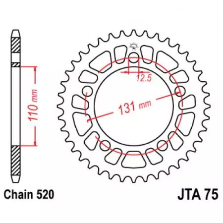 Alu Kettenrad JT JTA75.44, 44 Zähne Teilung 520