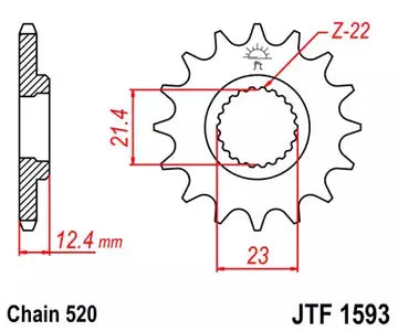 Ritzel vorne JT JTF1593.14, 14 Zähne Teilung 520