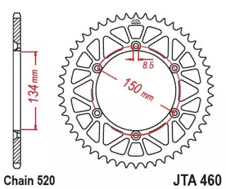 Alu Kettenrad JT JTA460.52BLK, 52 Zähne Teilung 520 schwarz