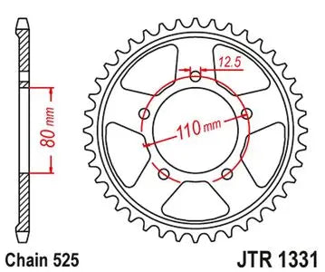 Kettenrad hinten Stahl JT JTR1331.42, 42 Zähne Teilung 525 schwarz