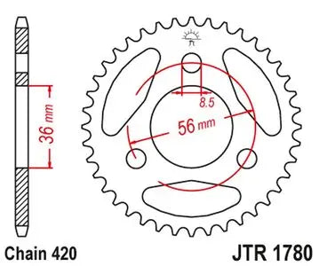 Kettenrad hinten Stahl JT JTR1780.28, 28 Zähne Teilung 420