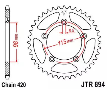 Kettenrad hinten Stahl JT JTR894.48, 48 Zähne Teilung 420