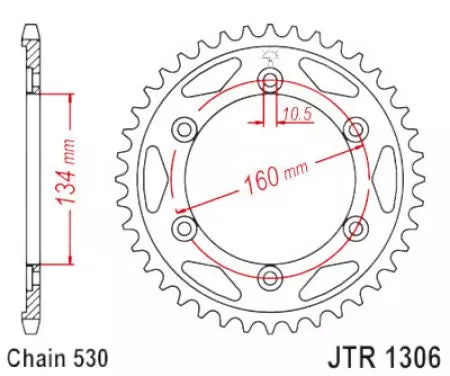 Kettenrad hinten Stahl JT JTR1306.42ZBK, 42 Zähne Teilung 530 schwarz