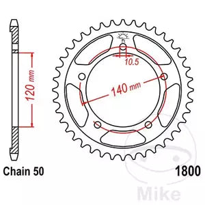 Kettenrad hinten Stahl JT JTR1800.47, 47 Zähne Teilung 530