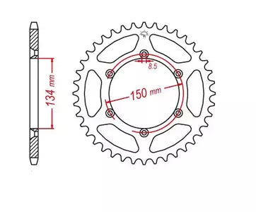 Kettenrad hinten Stahl JT JTR460.44, 44 Zähne Teilung 520