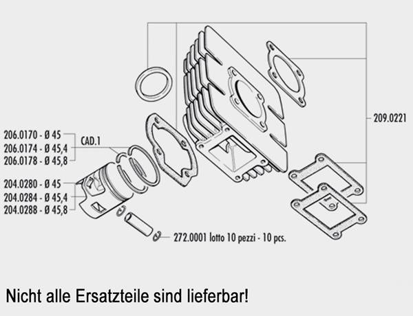 Zyl Kit Polini Yamaha DT50 45mm passend für Yamaha