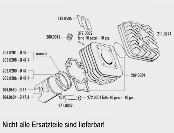 Zyl Kit Polini Racing Scooter Piaggio AC