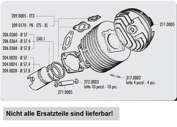 Zyl Kit Polini Vespa 132ccm passend für Vespa