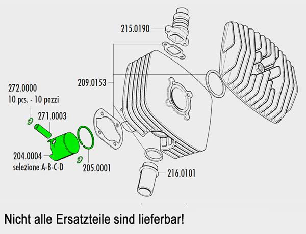 Kolbenkit Polini-Zylinder Sachs 80 ccm A passend für Sachs