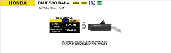 Arrow Rebel Dark 74504RBN passend für Honda