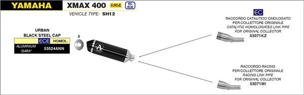Arrow Krümmer 53071KZ passend für Yamaha