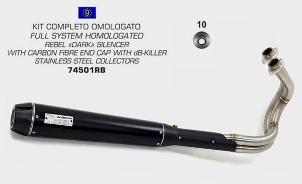 Arrow Rebel Dark 74501RBN passend für Kawasaki