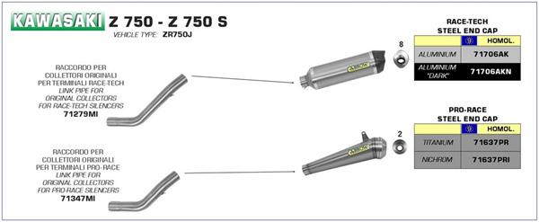 Arrow Race-Tech Aluminium 71706AK passend für Kawasaki