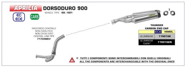 Arrow Thunder Aluminium Dark 71907AKN passend für Aprilia