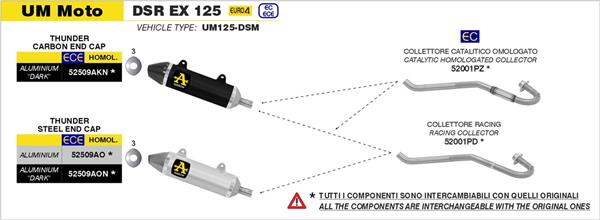 Arrow Thunder Aluminium Dark 52509AKN passend für Aprilia, Malaguti und Um / united motors