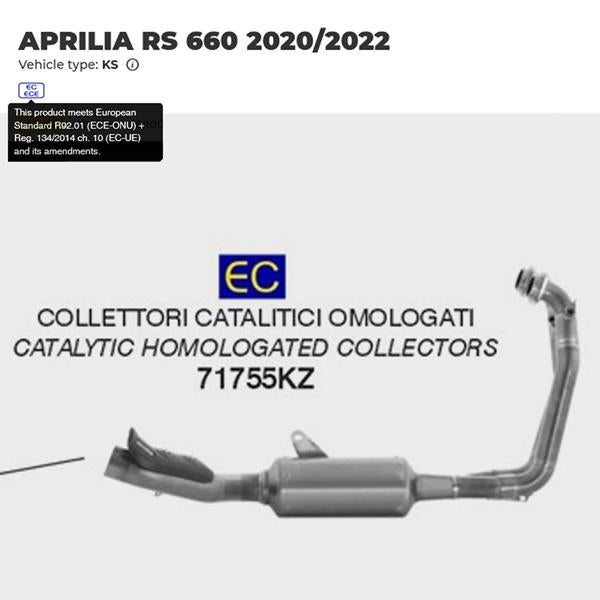 Arrow Krümmer 71755KZ passend für Aprilia