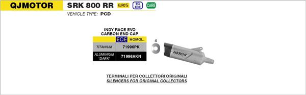 Arrow Indy Race Aluminium Dark 71996AKN passend für Qjmotor
