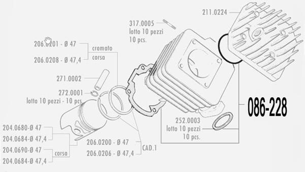 Polini Dichtsatz Kymco DJ/K12Dm47