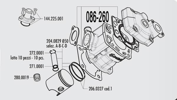 Polini Dichtsatz Derbi MopedMotor Dm50,0