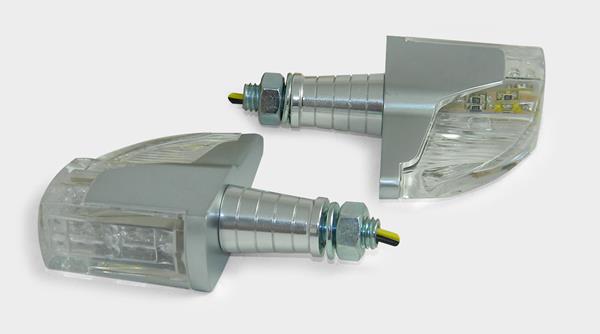 Blinkerset LED "E" rund transp./chrom
