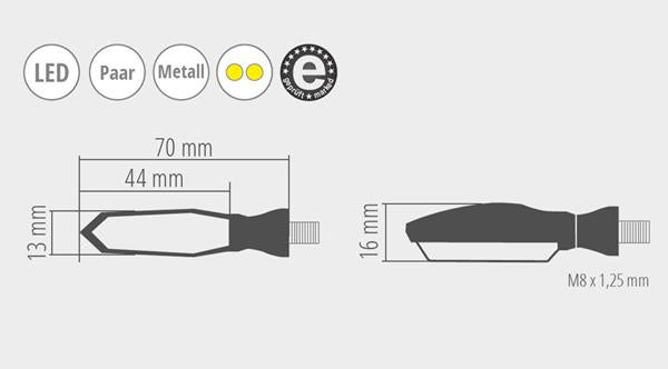 LED-Blinker "E" SONIC-X1, schwarz