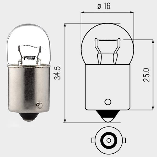 Lampe 12V 21W BA15S Röhrenform
