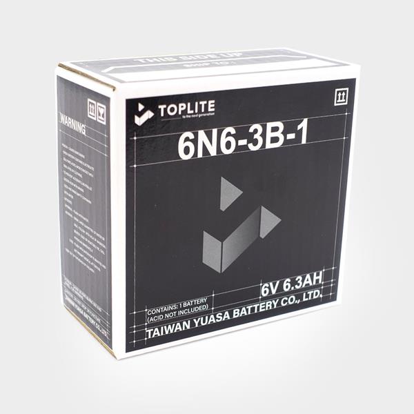 Toplite Motorradbatterie 6N6-3B-1 6V 6Ah passend für Honda und Yamaha