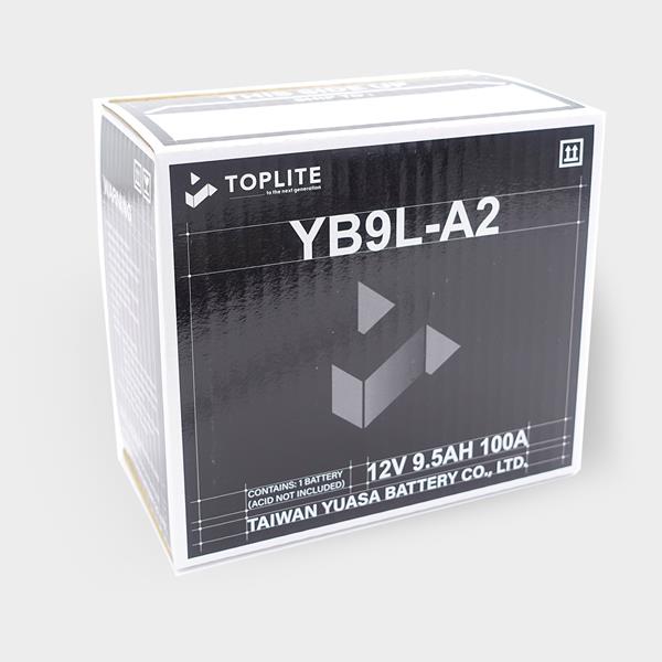 Toplite Motorradbatterie YB9L-A2 12V 9Ah passend für Kawasaki und TGB