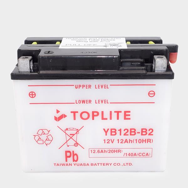 Toplite Motorradbatterie YB12B-B2 12V 12Ah passend für Suzuki