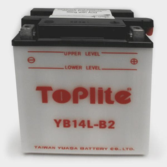 Toplite Motorradbatterie YB14L-B2 12V 14Ah passend für Honda und Suzuki
