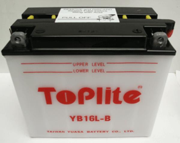 Toplite Motorradbatterie YB16L-B 12V 19Ah passend für Kawasaki und Yamaha