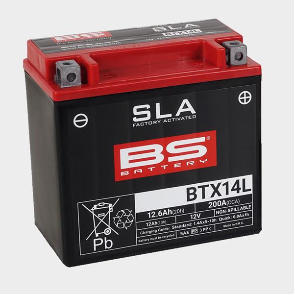 BS Battery Motorradbatterie BTX14L 12V 12Ah