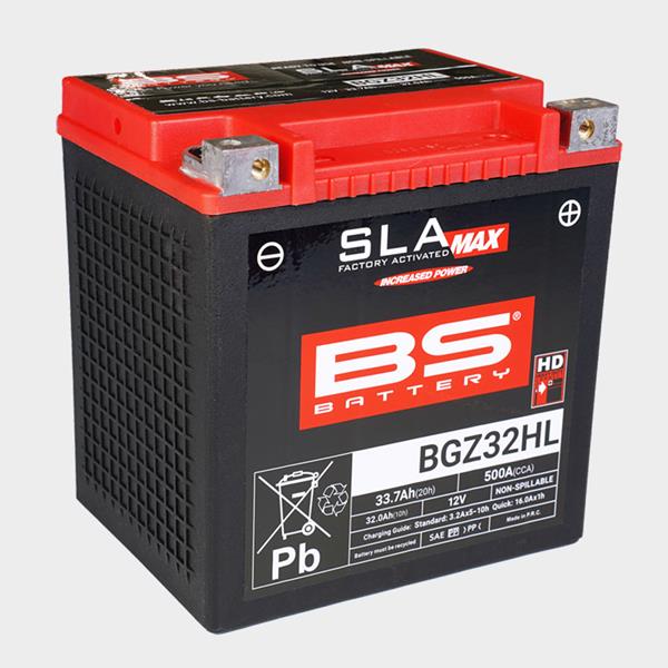 BS Battery Motorradbatterie BGZ32HL 12V 32Ah passend für BMW, Cfmoto und Harley-Davidson