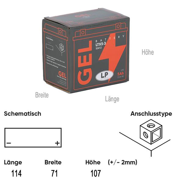 Landport Motorradbatterie LTX5-3 12V