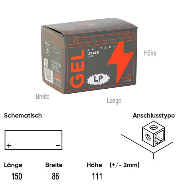 Landport Motorradbatterie LTZ14-S 12V 11,2Ah