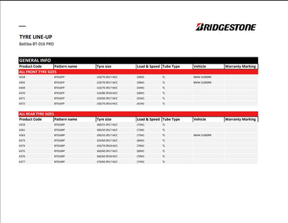 Bridgestone Battlax BT-016 PRO