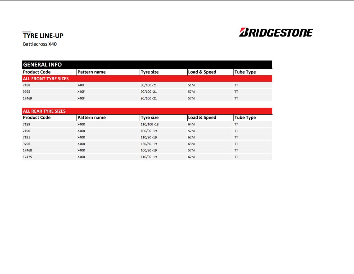 Bridgestone Battlecross X40