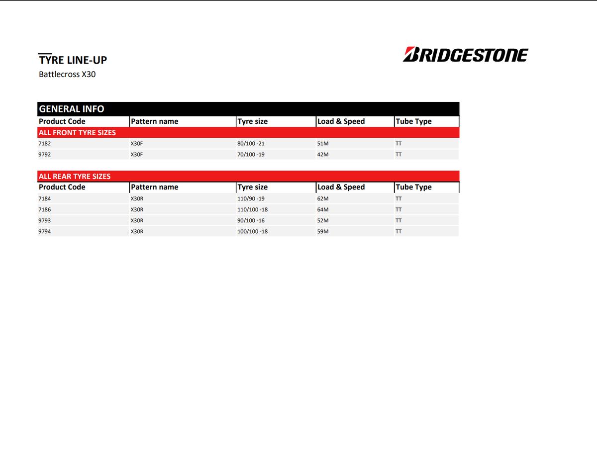 Bridgestone Battlecross X30