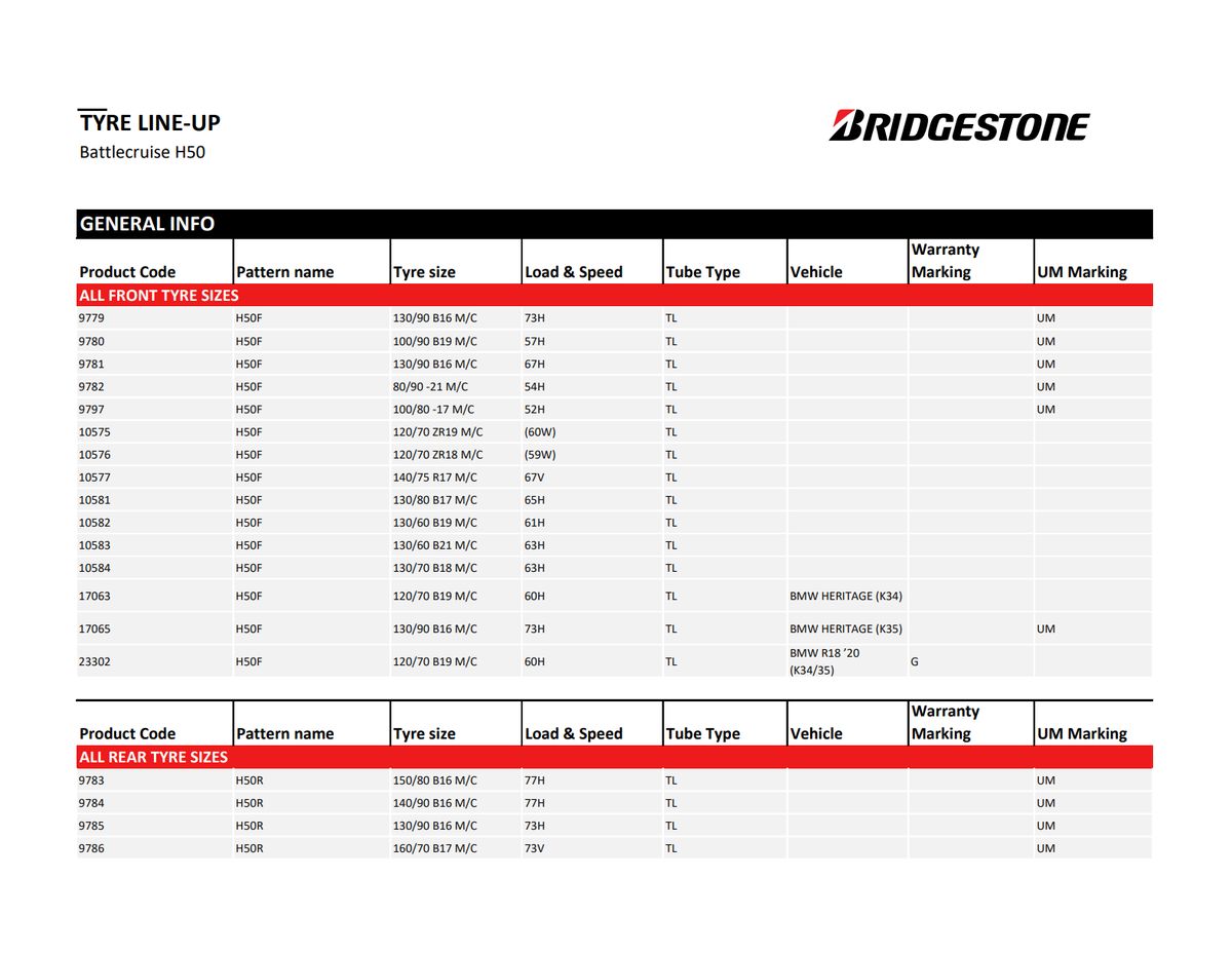 Bridgestone Battlecruise H50